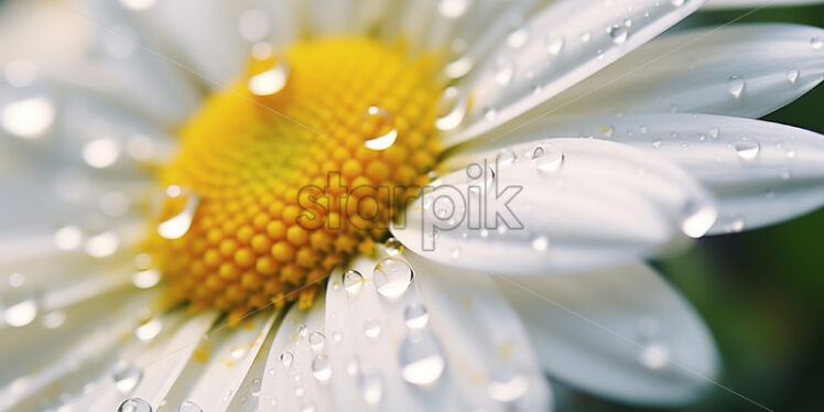 Dewy daisy blossom with glistening dewdrops - Starpik Stock