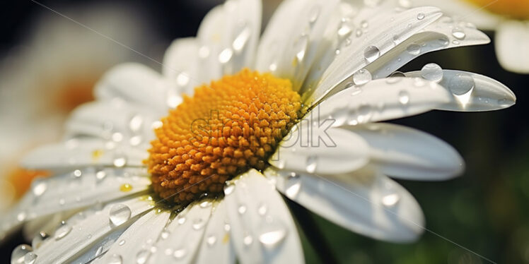 Dewy daisy blossom with glistening dewdrops - Starpik Stock