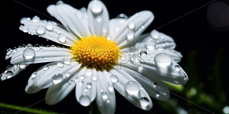 Dewy daisy blossom with glistening dewdrops - Starpik Stock