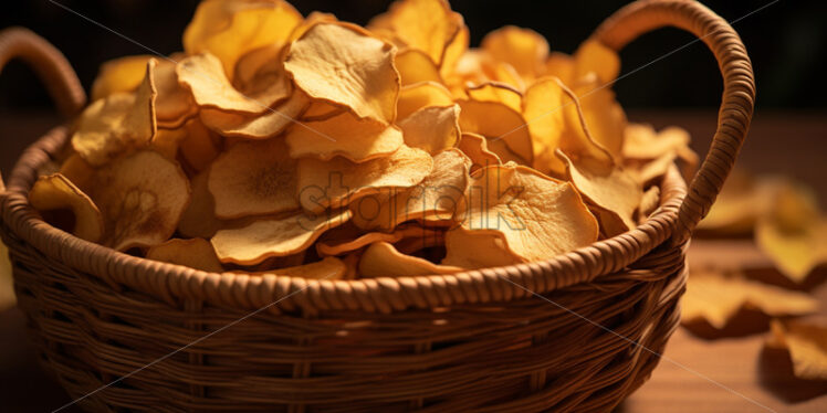 Dried apple slices in a basket - Starpik Stock