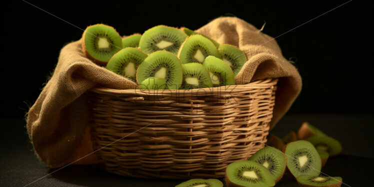 Dried kiwi slices in a basket - Starpik Stock