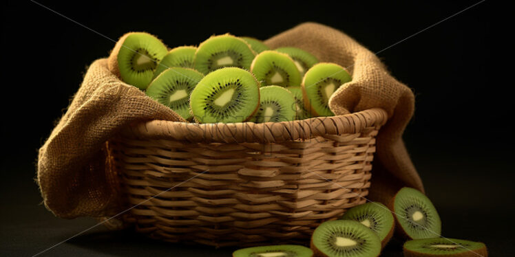 Dried kiwi slices in a basket - Starpik Stock