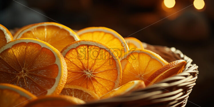 Dried orange slices in a basket - Starpik Stock