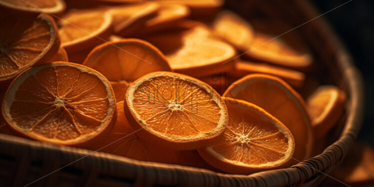 Dried orange slices in a basket - Starpik Stock