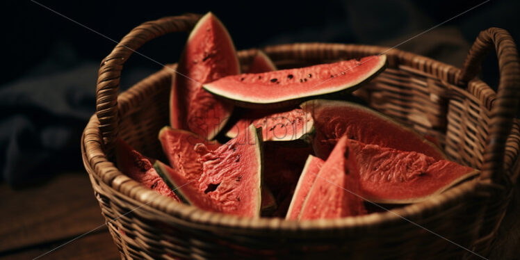 Dried watermelon slices in a basket - Starpik Stock