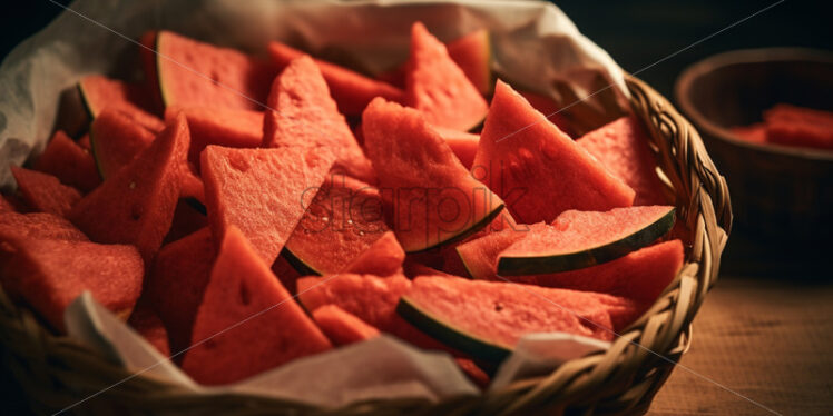 Dried watermelon slices in a basket - Starpik Stock