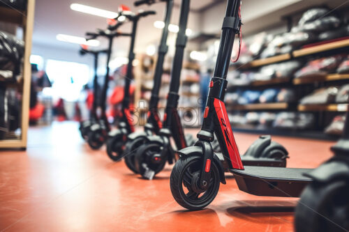 Electric scooters in a specialized store - Starpik Stock