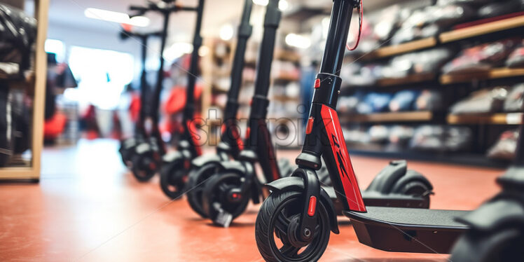 Electric scooters in a specialized store - Starpik Stock