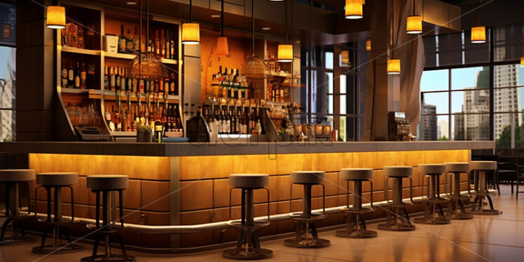 Elegant resto bar in the city with counter stools that looks so classy - Starpik Stock