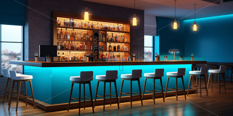 Elegant resto bar in the city with counter stools that looks so cozy - Starpik Stock