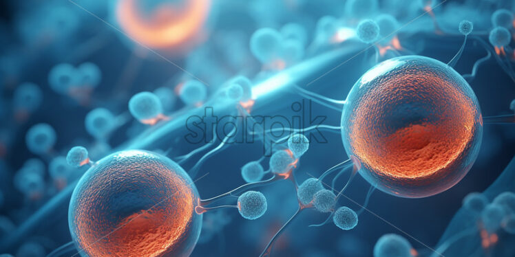 Embryonic cells seen under a microscope - Starpik Stock