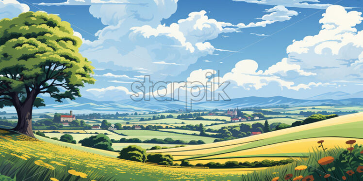 England landscape flat art - Starpik Stock