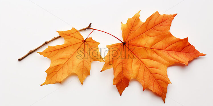 Fallen yellow leaves on white background - Starpik Stock