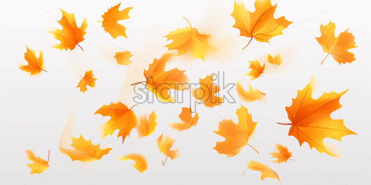 Falling yellow leaves on a white background - Starpik Stock