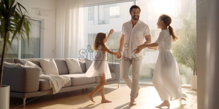 Family dancing together having fun at home - Starpik Stock