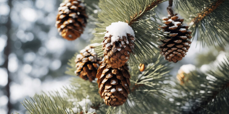 Fir cones full of snow - Starpik Stock