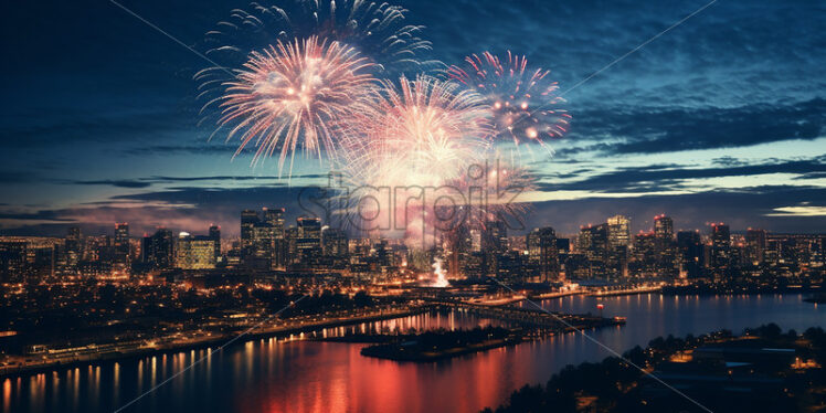 Fireworks over a city - Starpik Stock