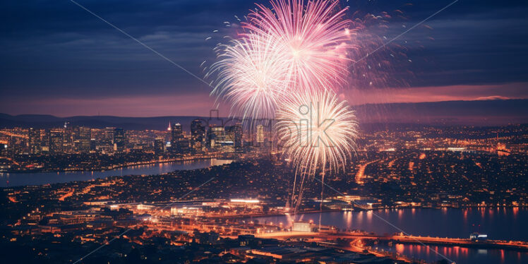 Fireworks over a city - Starpik Stock