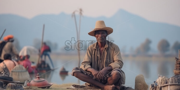 Fisherman in Varanasi India - Starpik Stock