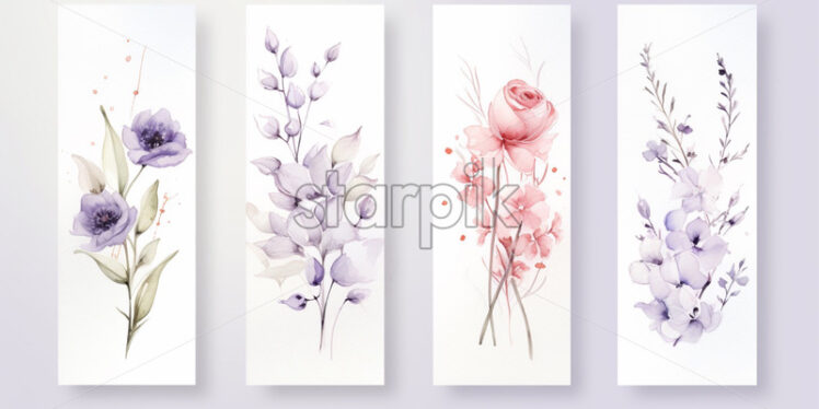 Floral bouquets watercolour cards - Starpik Stock