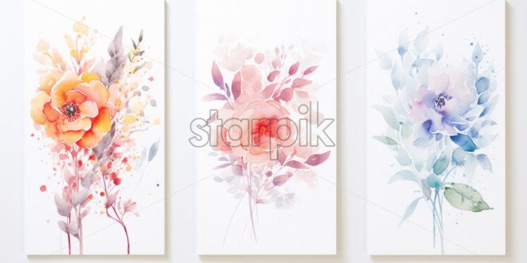 Floral bouquets watercolour cards - Starpik Stock