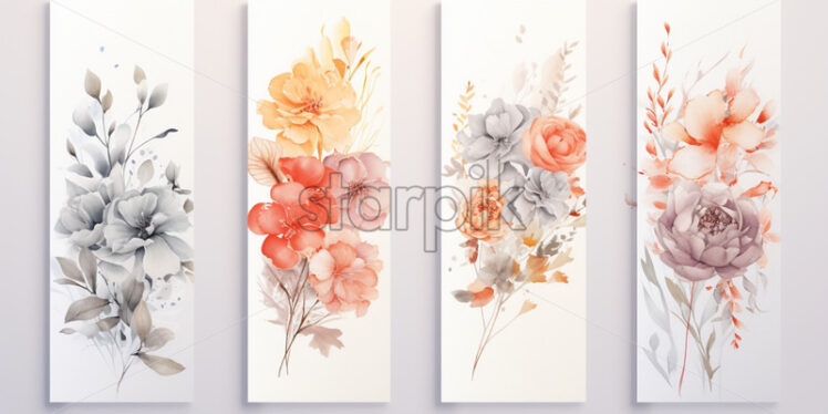 Floral bouquets watercolour cards - Starpik Stock