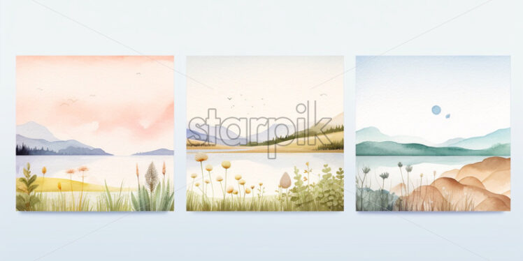 Floral bouquets watercolour cards - Starpik Stock