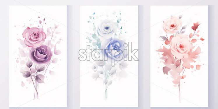 Floral bouquets watercolour cards - Starpik Stock