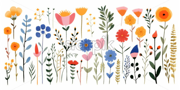 Flowers drawn by children - Starpik Stock