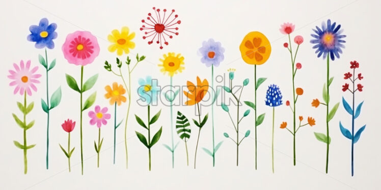 Flowers drawn by children - Starpik Stock