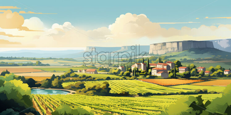 France landscape flat art - Starpik Stock