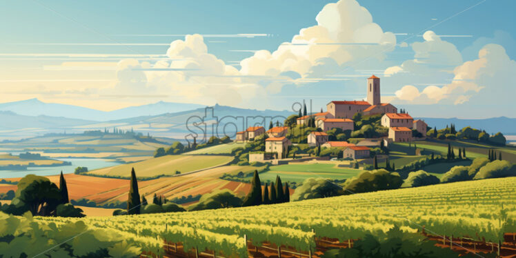 France landscape flat art - Starpik Stock