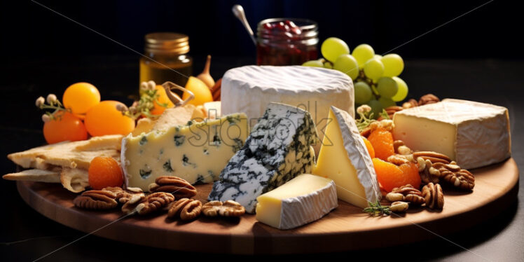 French cheese selection gourmet plate - Starpik Stock