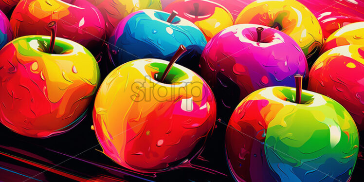 Fresh apples illustrated in pop art style - Starpik Stock