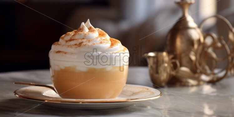 Fresh mocha coffee with cream on top - Starpik Stock