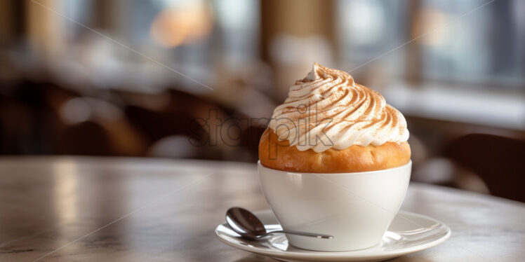 Fresh mocha coffee with cream on top - Starpik Stock