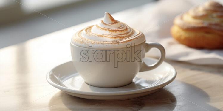 Fresh mocha coffee with cream on top - Starpik Stock