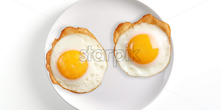 Fried eggs on a white background - Starpik Stock