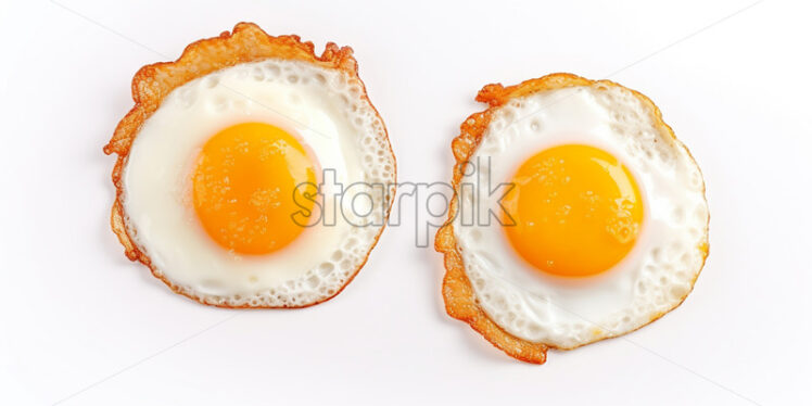 Fried eggs on a white background - Starpik Stock