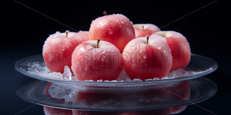 Frozen apples on a plate - Starpik Stock