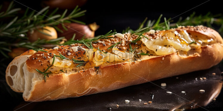 Garlic baguette fresh baked - Starpik Stock