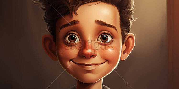 Generative AI a 10-year-old child with a happy facial expression - Starpik Stock