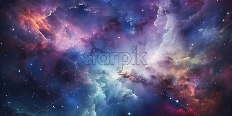 Generative AI a beautiful nebula in outer space - Starpik Stock