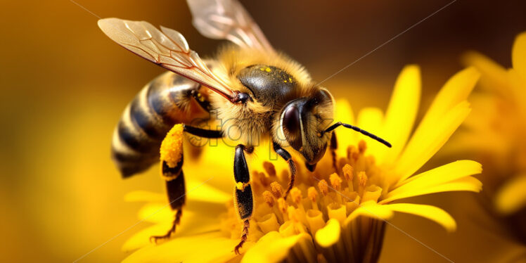 Generative AI a bee sitting on a flowe - Starpik Stock