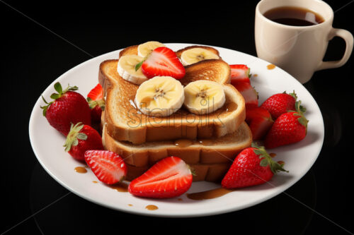 Generative AI a breakfast toast with fruit - Starpik Stock