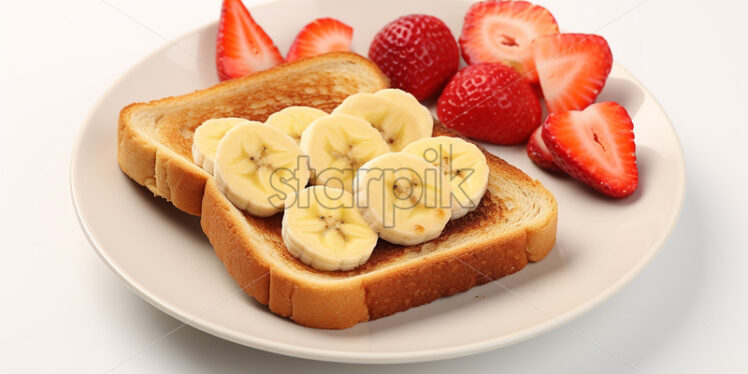 Generative AI a breakfast toast with fruit - Starpik Stock