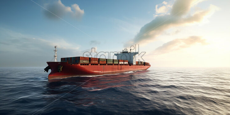 Generative AI a cargo ship that carries goods at sea - Starpik Stock