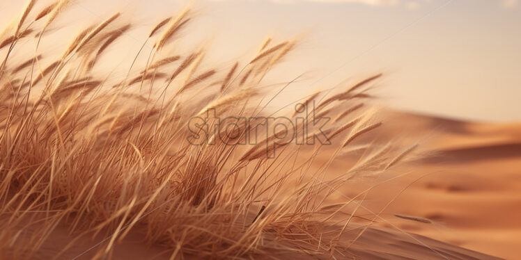 Generative AI a desert landscape with sand dunes - Starpik Stock