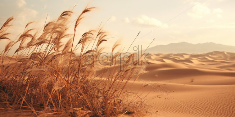 Generative AI a desert landscape with sand dunes - Starpik Stock