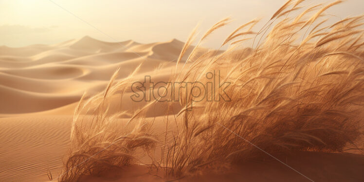 Generative AI a desert landscape with sand dunes - Starpik Stock